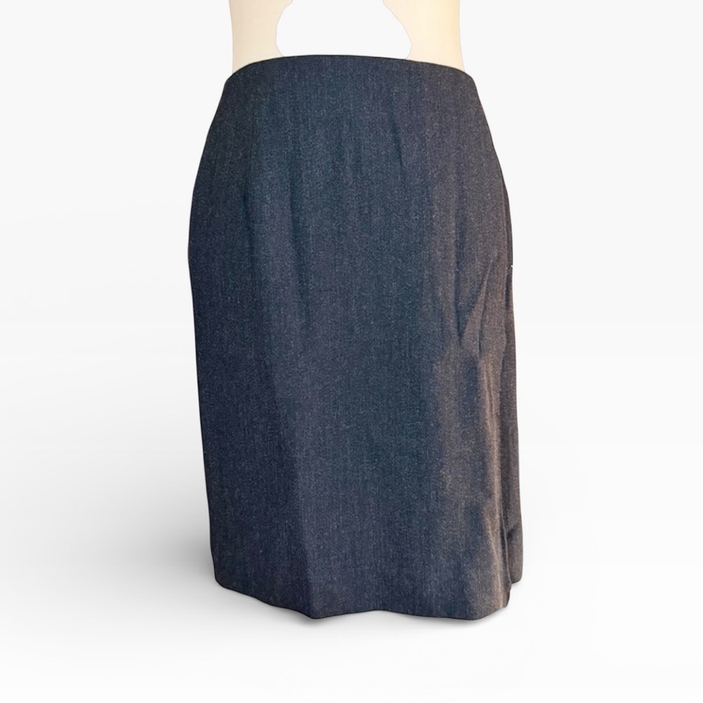 Vintage Ralph Lauren 100% Wool Gray Pencil Skirt Classic Designer 90s Size 6 CBK